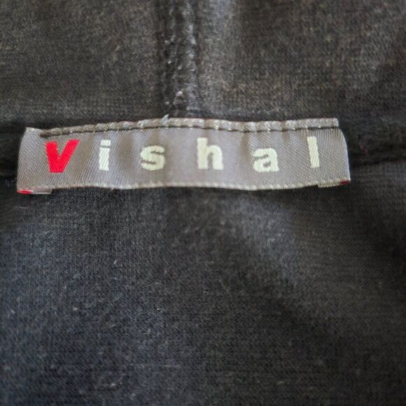 Vishal Black Track Jogging Suit Zip Up Hoodie With Cropped Pants Womens Sz M - Picture 11 of 11